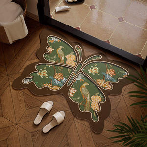 Alfombra de baño con forma de mariposa, diseño floral rojo, antideslizante, absorbente, para baño, entrada, dormitorio, cocina, estudio - Product Image 3