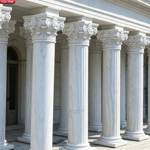 Colonnes corinthiennes YOUFINE en marbre blanc sculpté à la main, piliers en <span class=keywords><strong>pierre</strong></span> naturelle cannelée pour l'architecture classique - Product Image 2