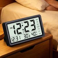 Jam Alarm Kalender Digital Pintar Baru, Jam Elektronik Gaya Pastoral, Jam Meja Plastik, Termometer Kamar Tidur