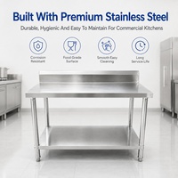Fabricant de tables de travail en acier inoxydable sur mesure, table de préparation pour cuisine commerciale avec étagère de rangement