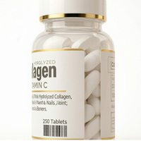 Produits de beauté OEM/ODM au collagène + vitamine C - Comprimés de peptides de type 1 et 3 - 250 comprimés - Végétaliens et naturels - Marque privée disponible