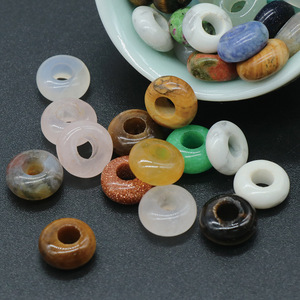 1081-5x10mm Grand Trou 4mm Cercle Cristal Naturel Agate Jade Haute Qualité Feng Shui DIY Pendentif Bracelet - Product Image 4