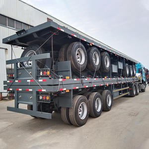 Novo Usado 30 40 Toneladas 60 Toneladas 3 4 Eixos 40ft feet 45ft 50ft Container <span class=keywords><strong>Trailer</strong></span> Flatbed Semi Trailers - Product Image 6