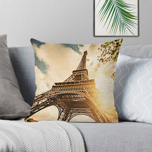 Funda De Almohada moderna de la serie romántica de París, funda de almohada con paisaje de sofá de 45*45cm - Product Image 4