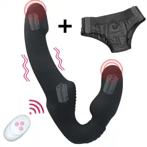 10 kecepatan alat bantu seks dewasa, tanpa tali, Dildo Vibrator ganda bergetar G Spot, mainan seks untuk pasangan wanita pemijat prostat Anal