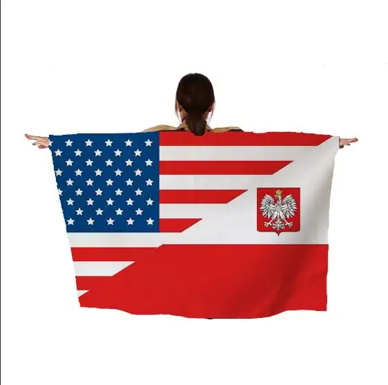 America and Poland BODY Flag 3' x 5' - Swiss CAPE FAN flags 90 x 150 cm - Banner 3x5 ft