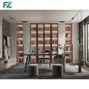 Bibliothèque en aluminium <span class=keywords><strong>de</strong></span> style nordique moderne, respectueuse <span class=keywords><strong>de</strong></span> <span class=keywords><strong>l</strong></span>'environnement, avec portes en verre et bandes lumineuses intégrées, meubles <span class=keywords><strong>de</strong></span> salon - Product Image 2