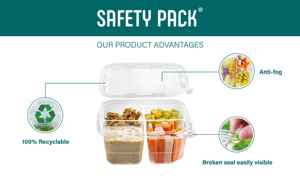 Contenedores de alimentos de plástico PET apilables con tapa reciclable de dos piezas (32 Oz/950 Cc) para frutas frescas, verduras y fideos fríos - Product Image 4