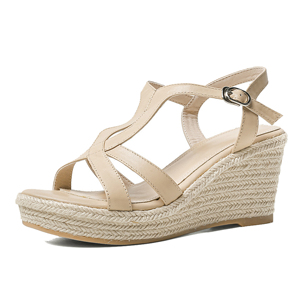 Sandalias de cuña de paja con correa en T para playa, <span class=keywords><strong>alpargatas</strong></span> con plataforma, para verano - Product Image 2