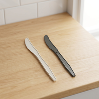 Ensemble de couteaux, fourchettes et cuillères jetables biodégradables en CPLA de qualité alimentaire, résistants à la chaleur, 7 pouces, compostables, pour la restauration