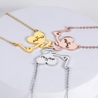 Religion Nation arabe islamique bijoux de mode or nom personnalisé collier coeur pour les femmes