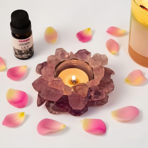 Support de bougie en pierre naturelle brute pour aromathérapie, bougeoir en cristal de guérison pour la décoration intérieure - Product Image 5