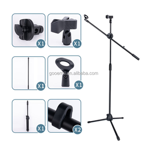 Gooermi MS-002-103 doppio supporto per microfono da 29.5 a 59.1 pollici regolabile altezza 29.5 pollici braccio braccio supporto per microfono con 2 clip in metallo - Product Image 5