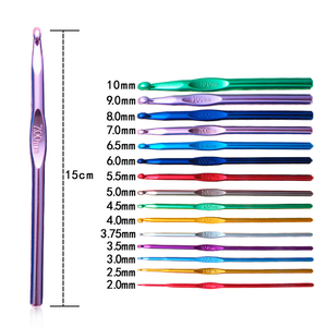 Couleur bonbon Crochet <span class=keywords><strong>laine</strong></span> bricolage outil <span class=keywords><strong>de</strong></span> tricot couleur 15CM tête unique métal aluminium Crochet crochet aiguilles - Product Image 2