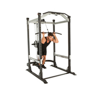 Rack de musculation tout-en-un pour la maison, support de barre réglable avec stations de dips et crochets en J pour squats et bancs de musculation