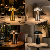 Lampe de table sans fil Hotsale en métal doré nordique, forme champignon, avec contrôle tactile et 3 couleurs de lumière, pour décoration moderne de la maison