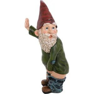 10,3 "alto Polyresin orinando Gnome o travieso jardín Gnome para adornos