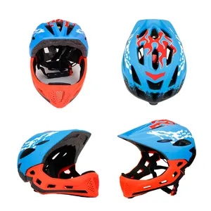 Capacete de proteção para bicicletas infantis, capacete de rosto inteiro removível para crianças, bicicleta BMX, scooter e bicicleta, com protetor de queixo