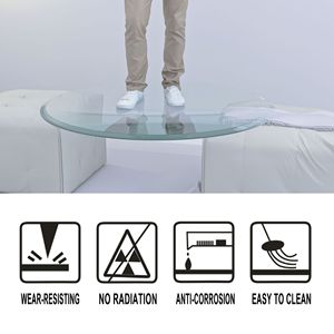 DB 38.6 "นิ้วท็อปโต๊ะกระจกนิรภัยใสขนาด2/5" ขอบขัดมุมหนาสำหรับฝักสำนักงาน - Product Image 6