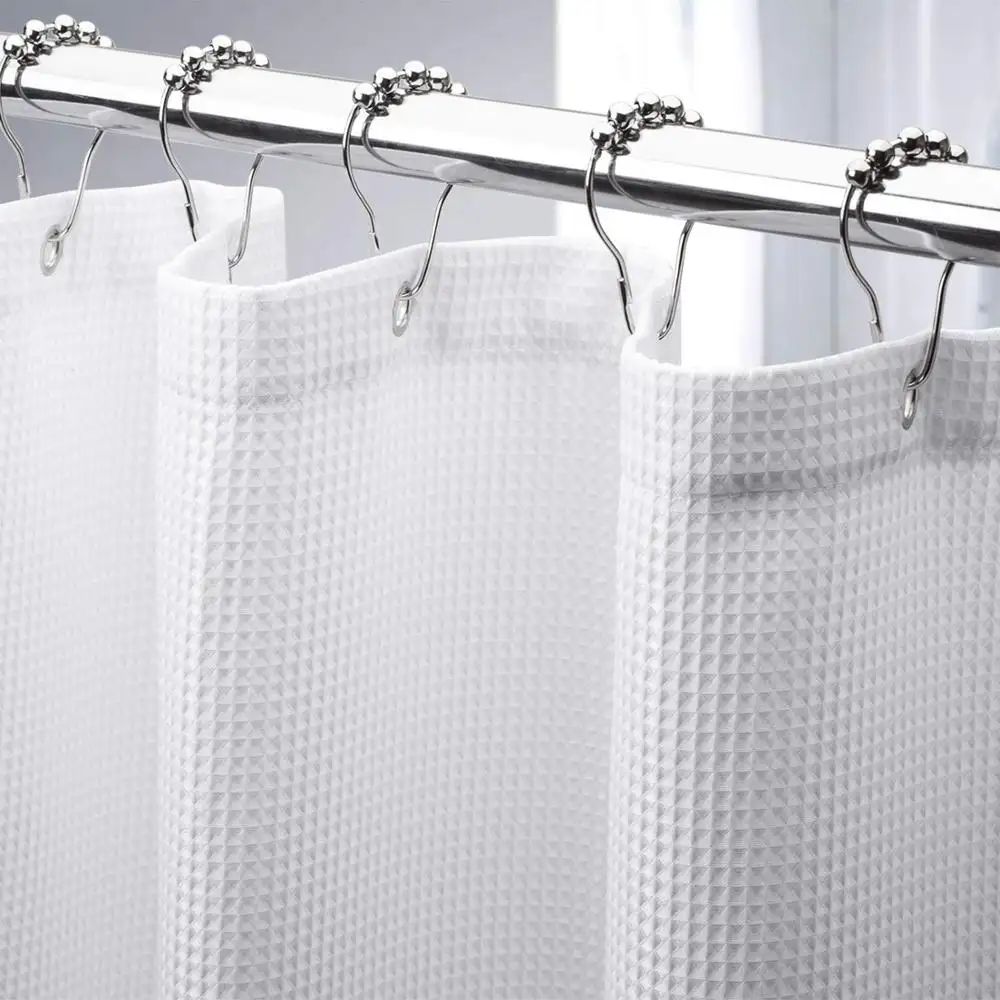 Waffle Shower Curtain, Heavy Duty Fabric Shower Curtains With Waffle Weave Hotel Quality Bathroom Shower Curtains#