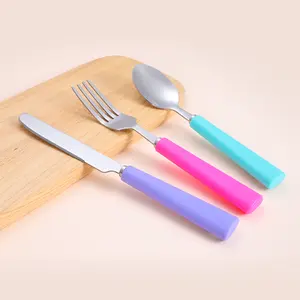 Wholesale Customizable Handle Color Flatware Set Of Knife Fork And Spoon