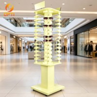 Wholesale Floor-Standing Rotating Sunglasses Display Rack, Eyeglasses Holder with Wheels