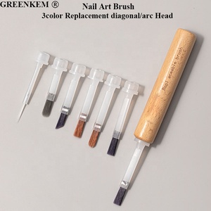 Pinceau de vernis à ongles plat, manche en plastique, pointe coudée, 3 couleurs, 1 pièce - Product Image 1