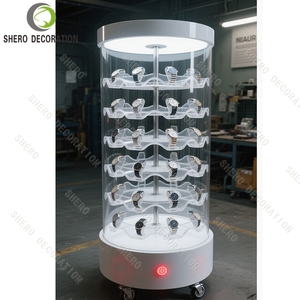 Hiện đại xoay hình lục giác xem <span class=keywords><strong>Showcase</strong></span> với đèn LED 360 độ kính hiển thị đứng cho sang trọng đồng hồ - Product Image 4