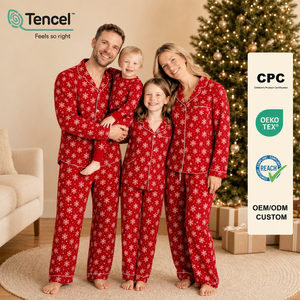 Pijamas de Bambú a Juego para Familias, Navidad, OEM, ODM, Fabricantes de Ropa, Hombre, Mujer, Ropa de Dormir Suave para Niños y Adultos, Venta al Por Mayor - Product Image 1