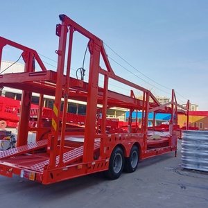 Semi-<span class=keywords><strong>remorque</strong></span> de transport de voitures à double pont 6/8/10 avec 2/3 essieux Suspension pneumatique Matériau en acier Transporteur de voitures Remorques de camions - Product Image 2