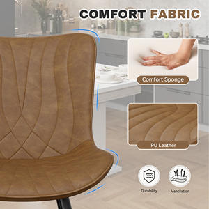 Stylish Modern PU Leather Quilted Texture Soft Dining Chair Comfort Upholstered Sturdy Metal Legs <b>Outdoor</b> Restaurant Home - Product Image 6