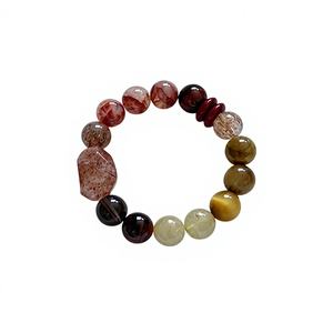 Pulsera de Cuentas de Cristal Super Siete Negro Natural con Cuarzo Ahumado y Ojo de Tigre, Estilo Romántico, Hecho en China - Product Image 1