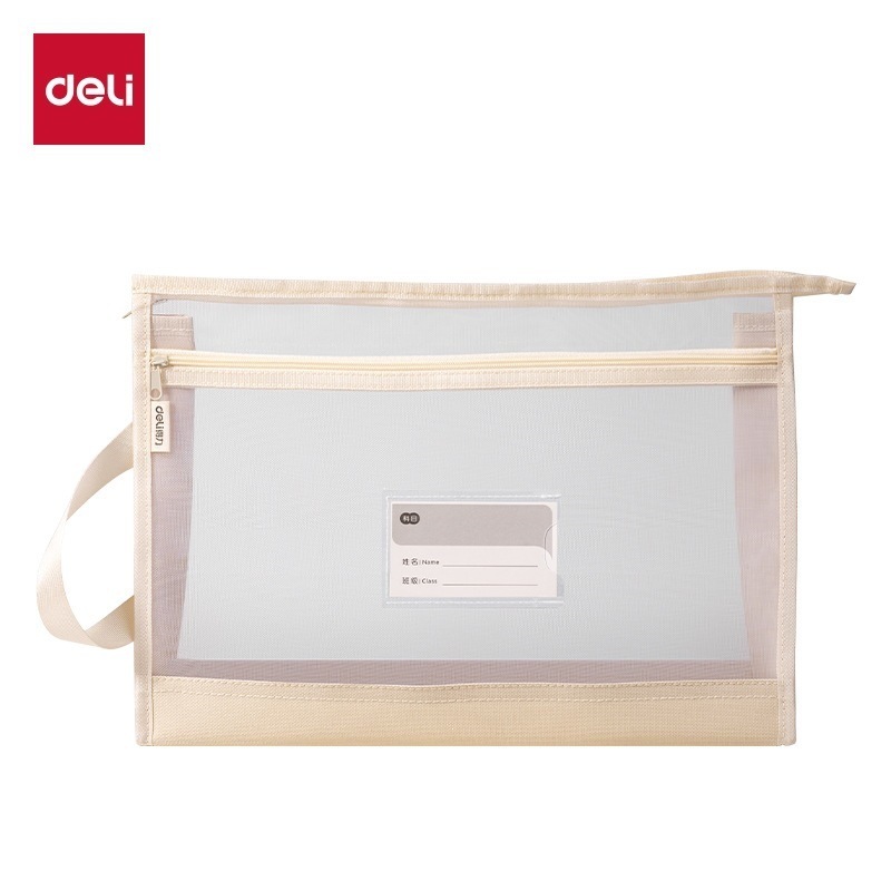 PP134 Grand sac à main avec fermeture éclair, format A4 - Blanc cassé