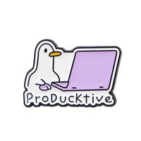 Spilla da bavero in metallo smaltato con citazione e lettera inglese creativa "ProDucKtive", accessorio per abbigliamento, all'ingrosso