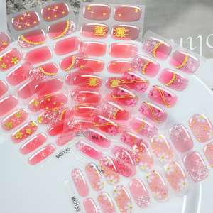 16 autocollants/feuille de gel semi-durci coloré pour ongles, bandes de vernis à ongles à couverture complète, longue durée, sans cuisson, <span class=keywords><strong>d</strong></span>écalcomanies pour ongles - Product Image 2