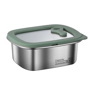Contenedor de Almacenamiento de Alimentos de Acero Inoxidable 304 con Tapa Ventilada, Caja Metálica Hermética para Preparación de Comidas - Product Image 1
