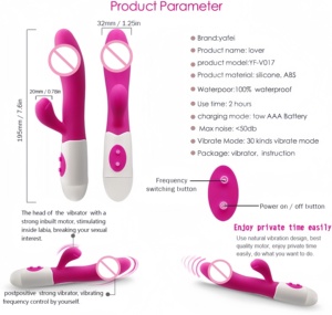 더블 엔드 토끼 진동기 성인 섹스 토이 딜도 여성 가변 주파수 G 스팟 시뮬레이션 자위대 - Product Image 3
