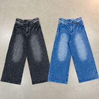 Jean évasé délavé à l'acide pour homme, coupe large déstructurée, style rétro urbain, brodé, en denim, coupe ample, personnalisable, OEM, vente en gros