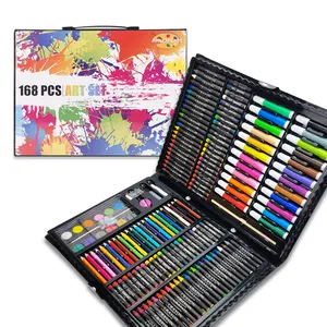 Aet Set Kustom 168 Buah Peralatan Gambar Krayon Pastel Minyak Spidol Pensil Warna Cat Air Kue Alat Tulis Artis Kit untuk Sekolah