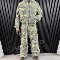 Fabricants de survêtements surdimensionnés personnalisés en camouflage, pantalon cargo camouflage et ensemble veste à capuche zippée, survêtement streetwear ample pour hommes