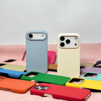Casing Handphone Desain Khusus Kulit Asli Pebble Tipis Anti Benturan untuk Iphone 17 Pro Max