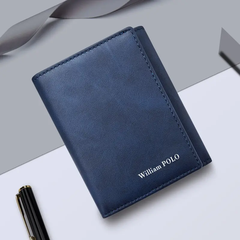 WilliamPOLO new men's wallet wear-resistant men's microfiber wallet retro compact card bag men can customize wallet supplier