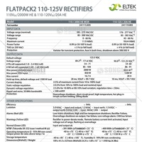 Module redresseur d'alimentation télécom Eltek Flatpack2 110V 120V 20A 122.5VDC 3000W Entrée AC/DC 85-300V 109x41.5x327mm