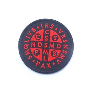 Écusson brodé des Chevaliers Templiers, noir et rouge, en tissu rond, personnalisé, vente en gros, badge maçonnique pour application sur vêtement - Product Image 1