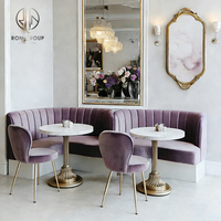 Ensemble table et chaises rondes en marbre pour café-restaurant, mobilier de banquette et de coin d'assise pour café