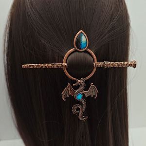 Épingle à cheveux Viking Celtique Vintage, Pince à cheveux Libellule, Pique à cheveux en forme de branche, Accessoire de tête Gothique Dragon, Clip coulissant pour coiffure - Product Image 4