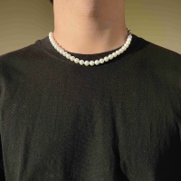 VEROMCA Chaîne de chandail en acier inoxydable Collier de perles d'imitation Collier de perles lumineuses pour femmes