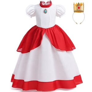 Nuevos estilos Super <span class=keywords><strong>Bros</strong></span> niños princesa vestido rosa Halloween Cosplay disfraces traje con accesorios - Product Image 4