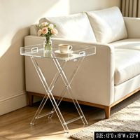 Table pliante en acrylique peu encombrante, table d'appoint en Perspex Lucite pour boissons et petits objets décoratifs