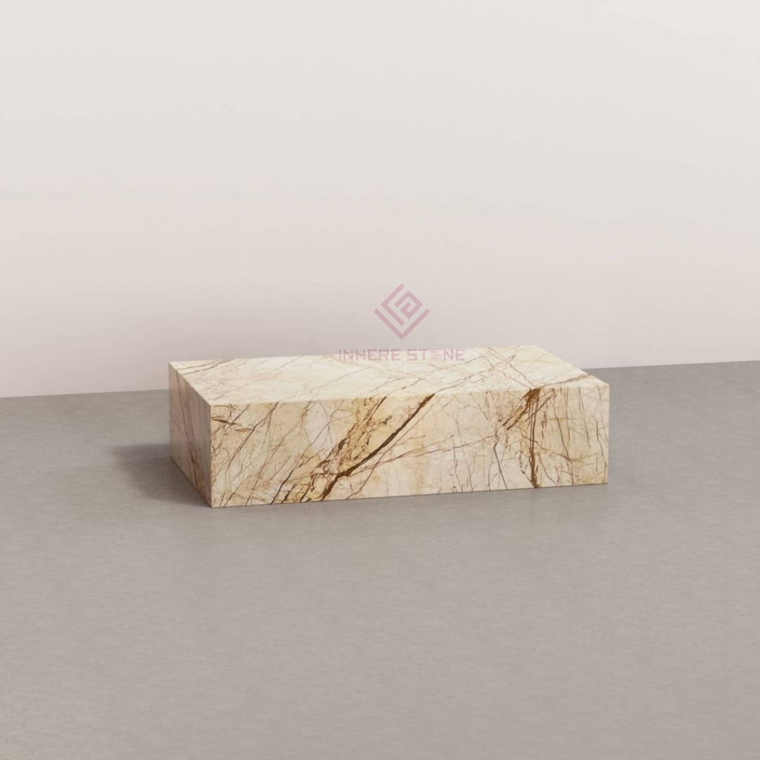 Tavolino da caffè con zoccolo in marmo Beige Sofita